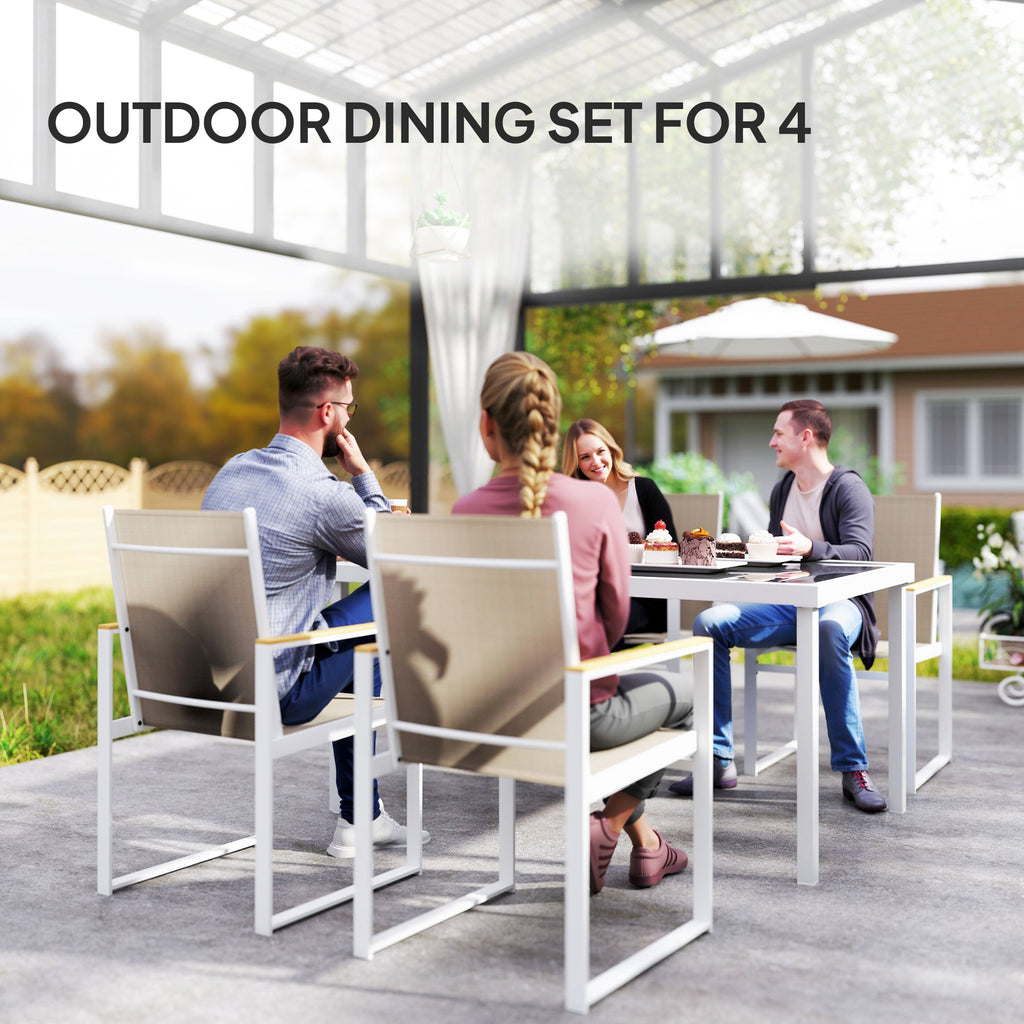 5 Piece Garden Furniture Set with Tempered Glass Table Top - Black-3