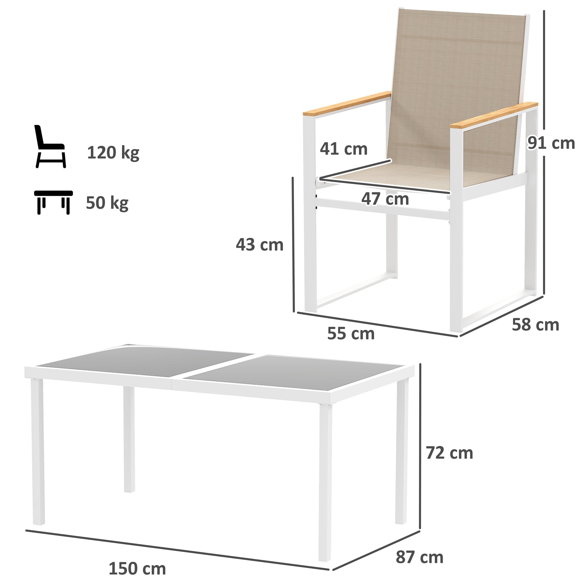 5 Piece Garden Furniture Set with Tempered Glass Table Top - Black-2